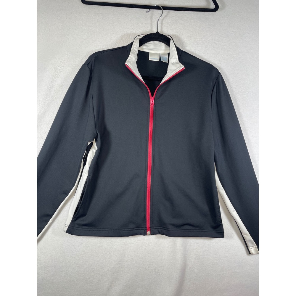 Prospirit Track Jacket Full Zip Athletic Warm Up Black White Trim‎ Size L Women